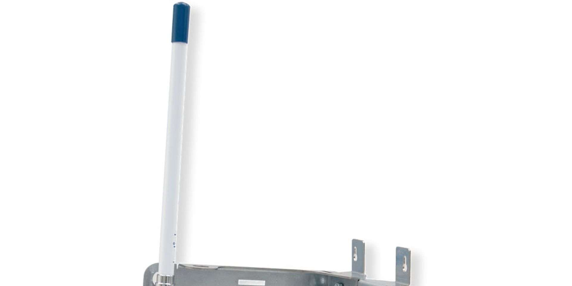 An outdoor-mounted LoRaWAN gateway unit with weatherproof casing and antenna port